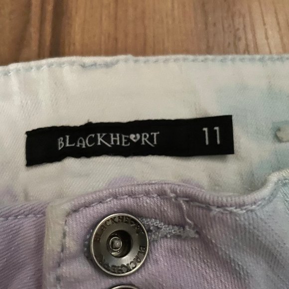 Black Heart Tie Dye High Waist Skull Skinny Jeans 11 - Picture 9 of 12